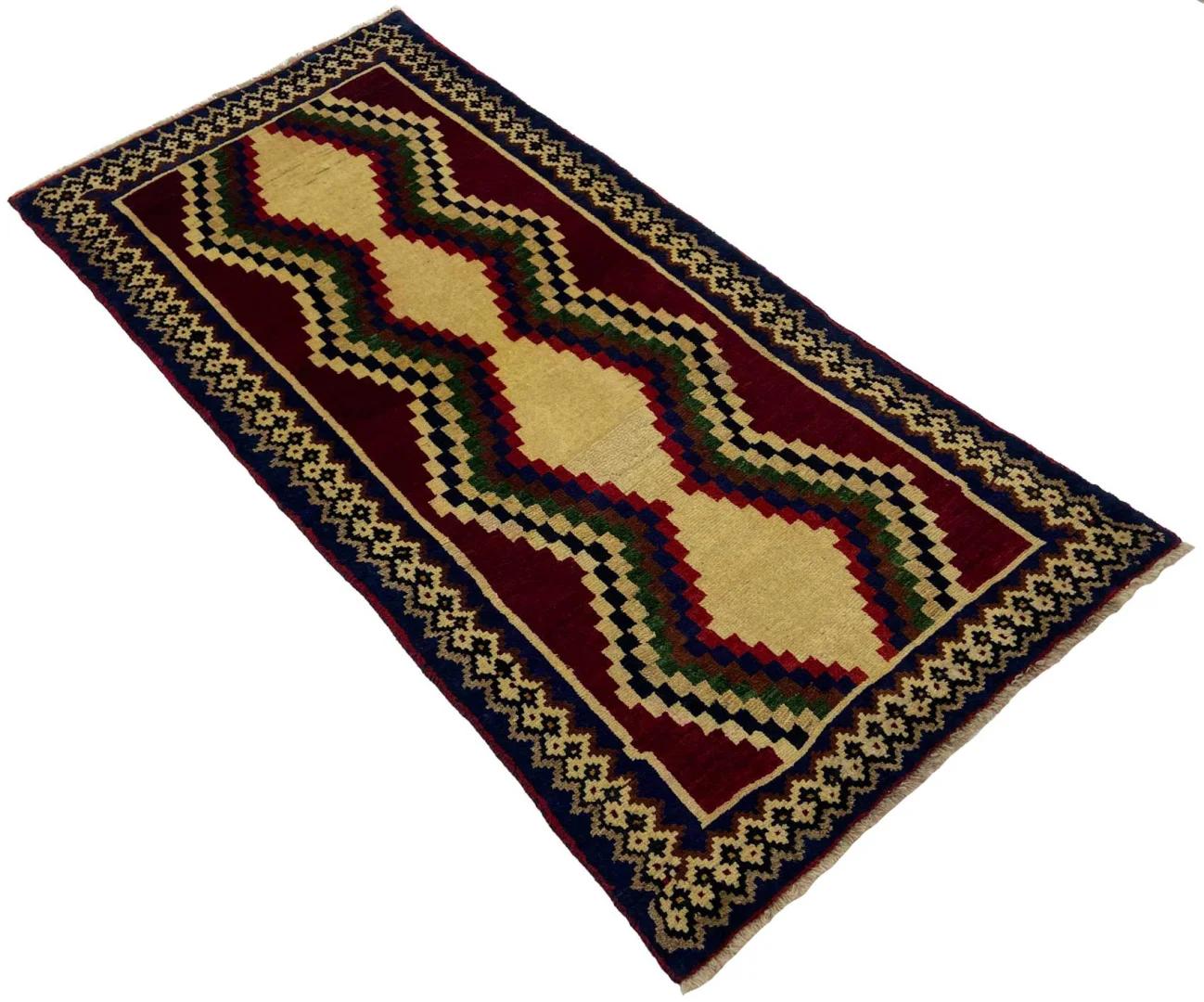 gabbeh-shuli-200-x-94-cm-90000-180000-knoten-ausgefallene-muster-auf-2 Perserteppich Fars 200 x 94 cm Wolle handgeknüpft