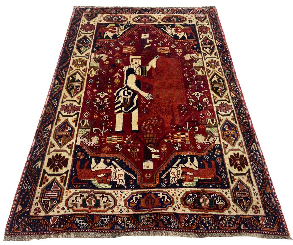 gabbeh-200-x-135-cm-gabbeh-shuli-mit-ausgefallenen-mustern-knotendichte-1 Perserteppich Fars 200 x 135 cm Wolle handgeknüpft