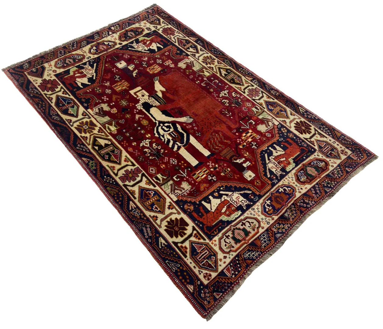 gabbeh-200-x-135-cm-gabbeh-shuli-mit-ausgefallenen-mustern-knotendichte-2 Perserteppich Fars 200 x 135 cm Wolle handgeknüpft