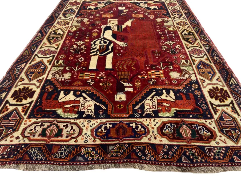 gabbeh-200-x-135-cm-gabbeh-shuli-mit-ausgefallenen-mustern-knotendichte-4 Perserteppich Fars 200 x 135 cm Wolle handgeknüpft