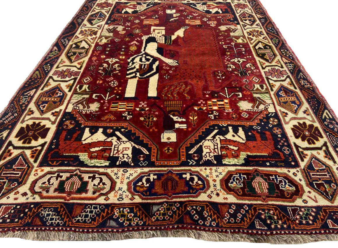 gabbeh-200-x-135-cm-gabbeh-shuli-mit-ausgefallenen-mustern-knotendichte-4 Perserteppich Fars 200 x 135 cm Wolle handgeknüpft