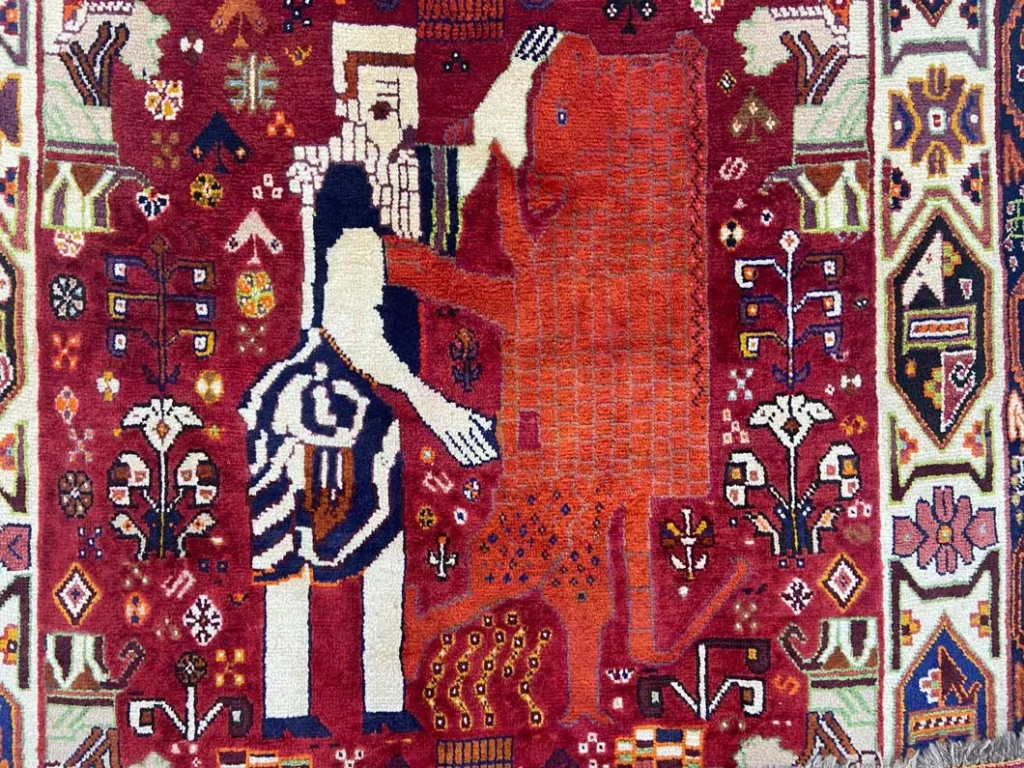 gabbeh-200-x-135-cm-gabbeh-shuli-mit-ausgefallenen-mustern-knotendichte-5 Perserteppich Fars 200 x 135 cm Wolle handgeknüpft