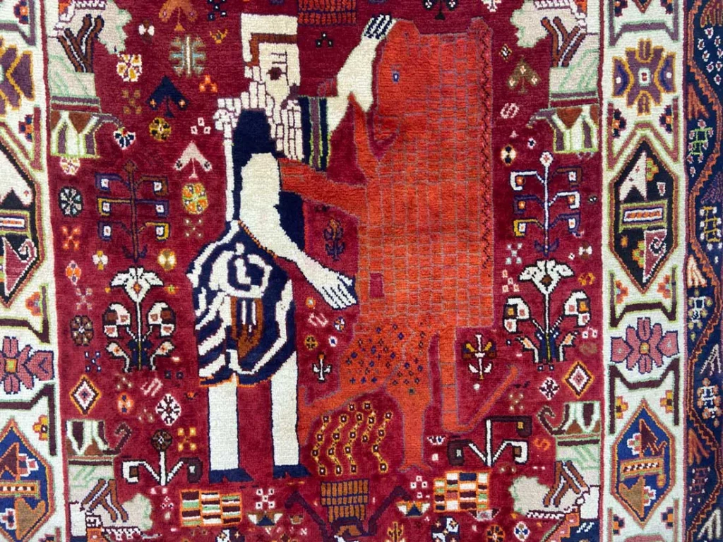 gabbeh-200-x-135-cm-gabbeh-shuli-mit-ausgefallenen-mustern-knotendichte-6 Perserteppich Fars 200 x 135 cm Wolle handgeknüpft