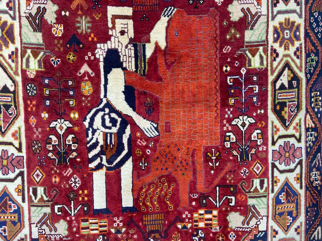 gabbeh-200-x-135-cm-gabbeh-shuli-mit-ausgefallenen-mustern-knotendichte-6 Perserteppich Fars 200 x 135 cm Wolle handgeknüpft