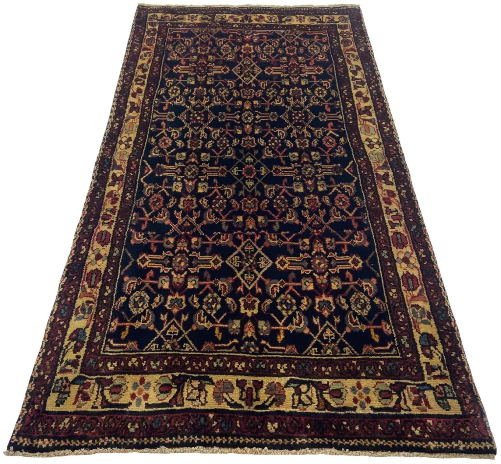handgeknupfter-hamadan-perserteppich-225-x-117-cm-knotendichte-100000-1-1 Perserteppich Hamadan 225 x 117 cm Wolle handgeknüpft