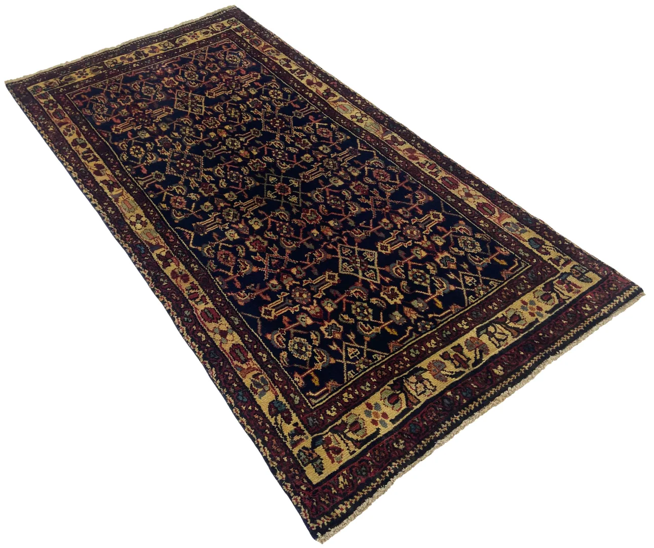 handgeknupfter-hamadan-perserteppich-225-x-117-cm-knotendichte-100000-1-2 Perserteppich Hamadan 225 x 117 cm Wolle handgeknüpft