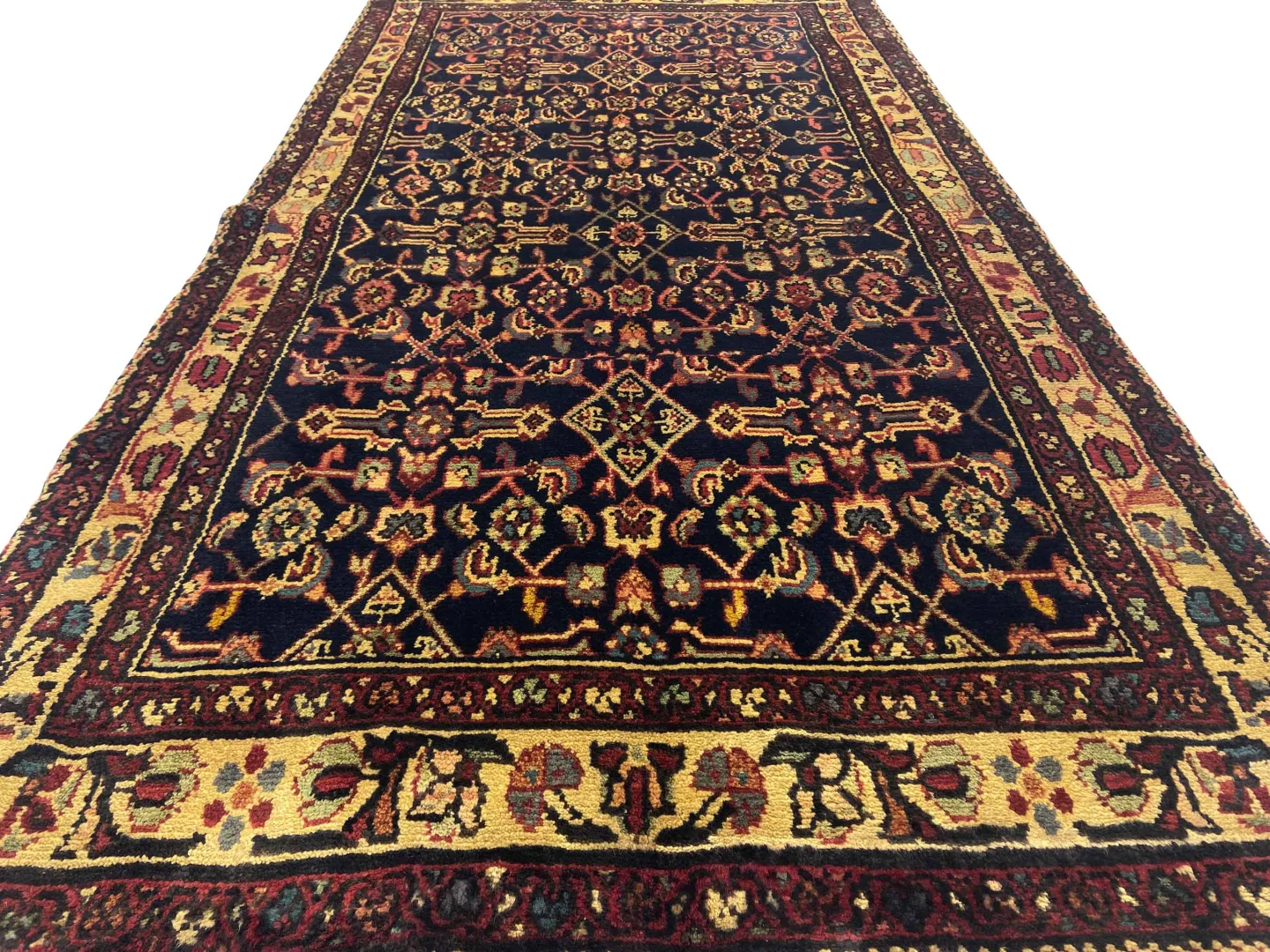 handgeknupfter-hamadan-perserteppich-225-x-117-cm-knotendichte-100000-1-4 Perserteppich Hamadan 225 x 117 cm Wolle handgeknüpft