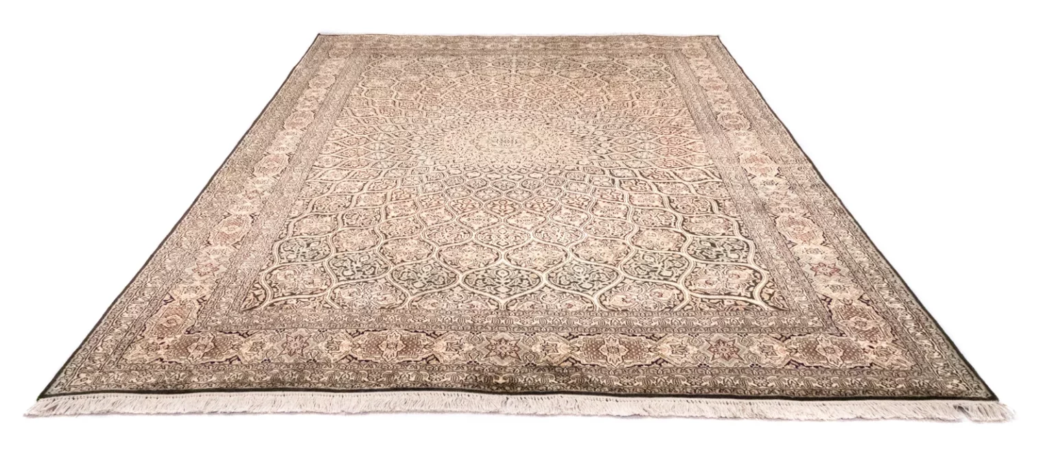 kaschmir-seide-teppich-280-x-185-cm-hohe-knotendichte-florales-feldmuster-1-1 Orientteppich Nordindien 280 x 185 cm Kaschmir handgeknüpft