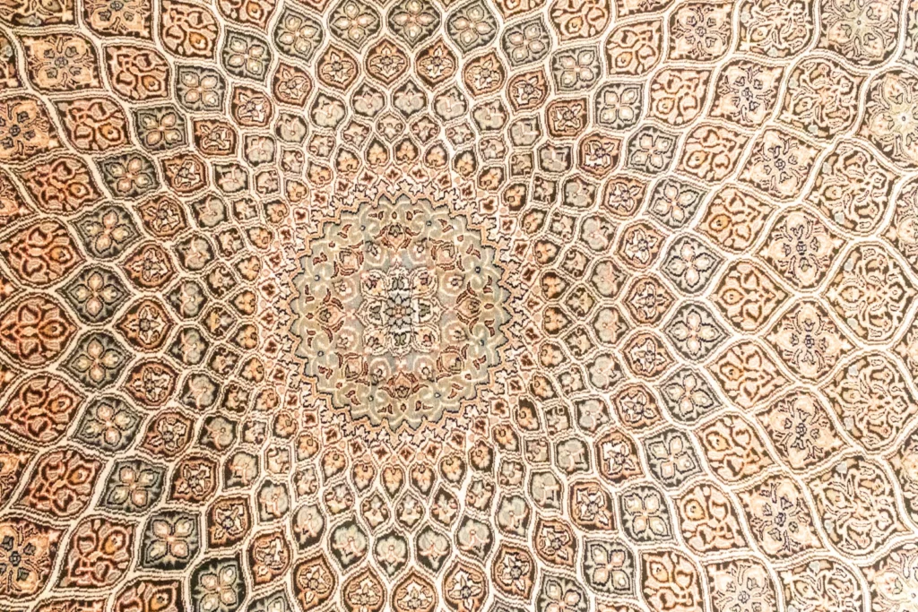 kaschmir-seide-teppich-280-x-185-cm-hohe-knotendichte-florales-feldmuster-1-4 Orientteppich Nordindien 280 x 185 cm Kaschmir handgeknüpft