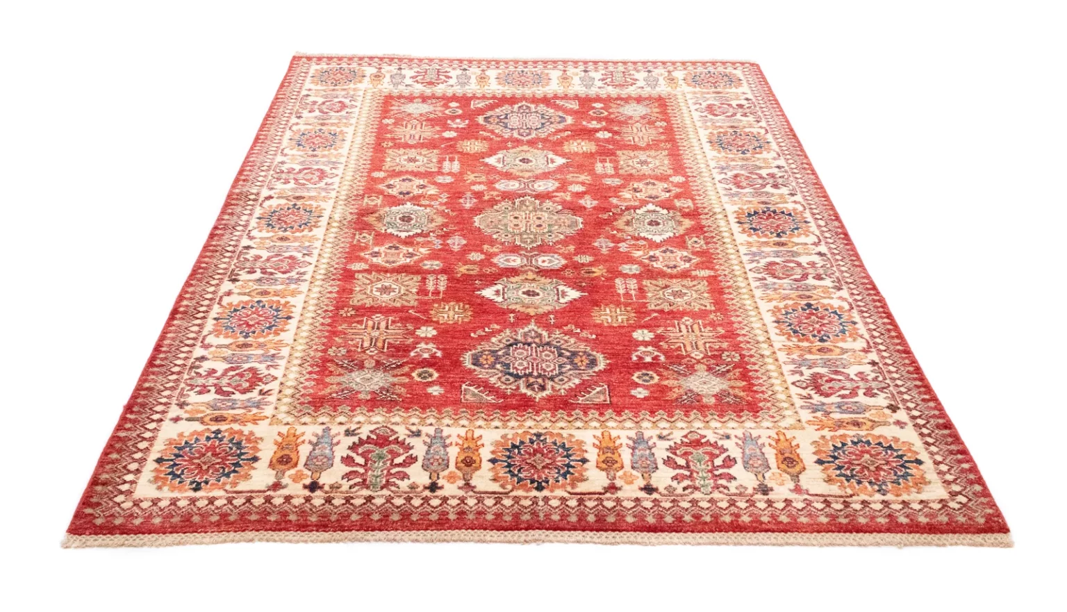 Orientteppich Kazak 199 x 158 cm Wolle handgeknüpft