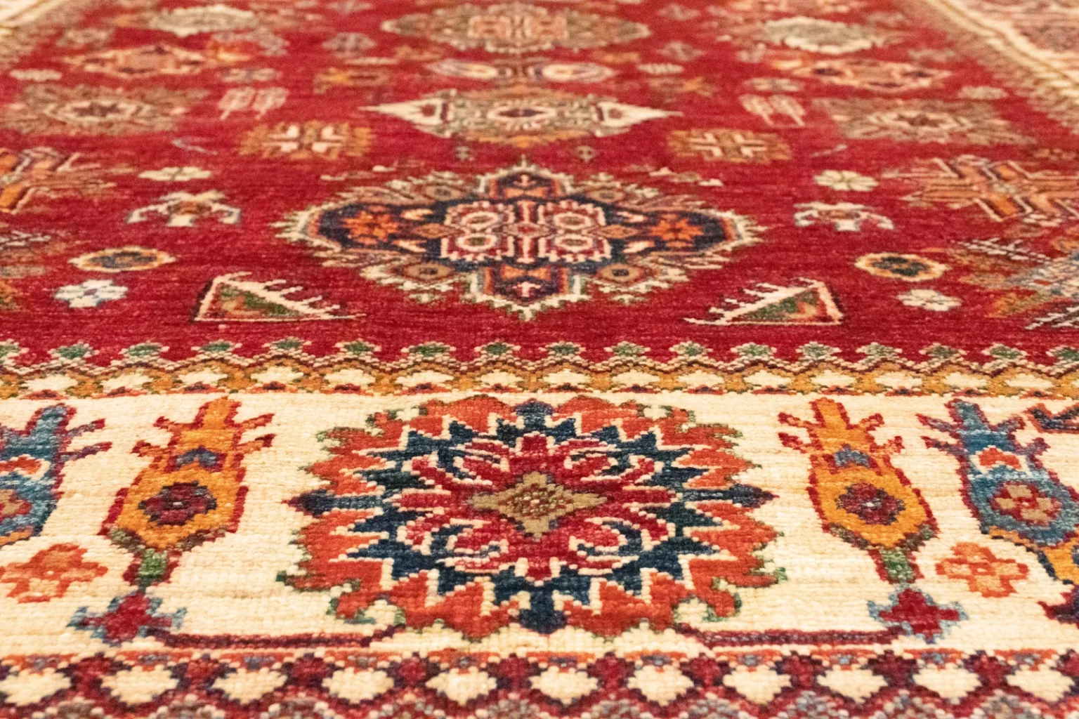 Orientteppich Kazak 199 x 158 cm Wolle handgeknüpft