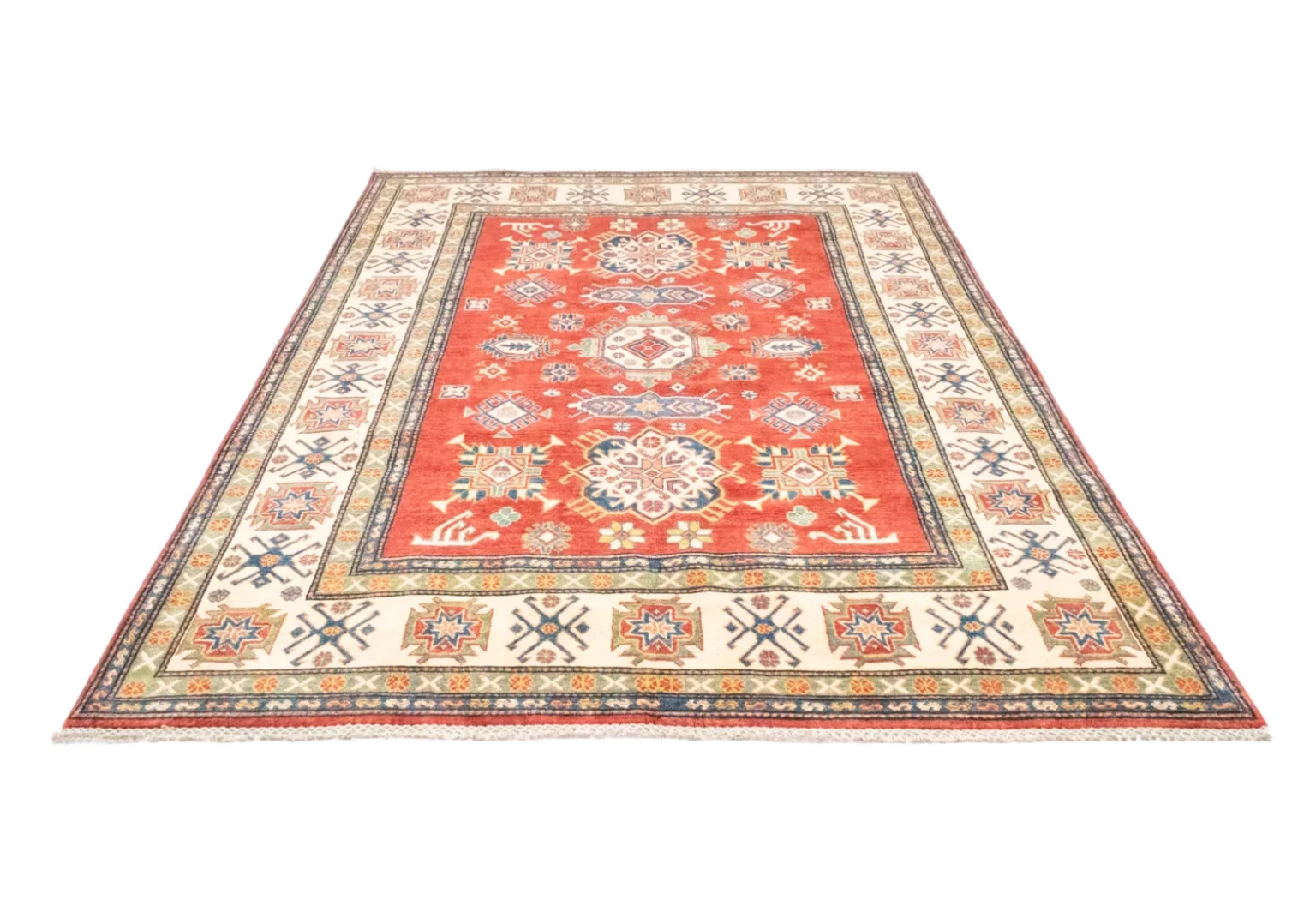 Orientteppich Kazak 253 x 188 cm Wolle handgeknüpft