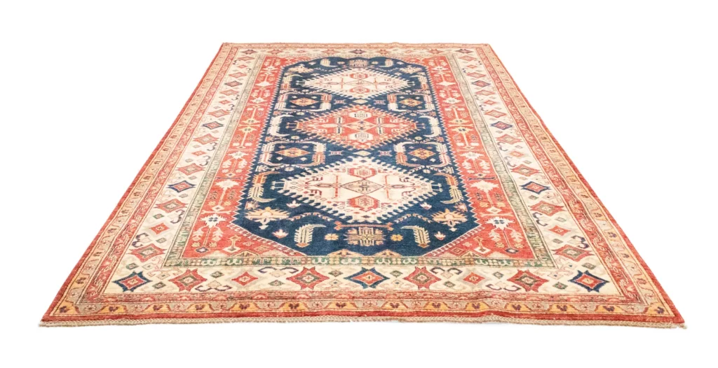 kazak-perserteppich-297-x-207-cm-geometrisches-design-handgeknupft-kurzer-1 Orientteppich Kazak 297 x 207 cm Wolle handgeknüpft