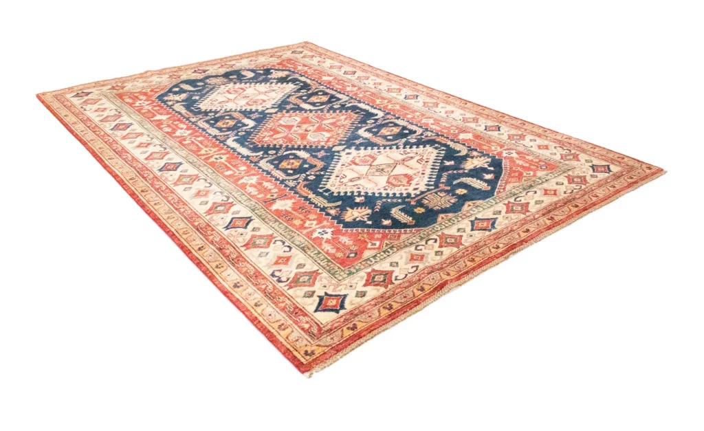 kazak-perserteppich-297-x-207-cm-geometrisches-design-handgeknupft-kurzer-3 Orientteppich Kazak 297 x 207 cm Wolle handgeknüpft