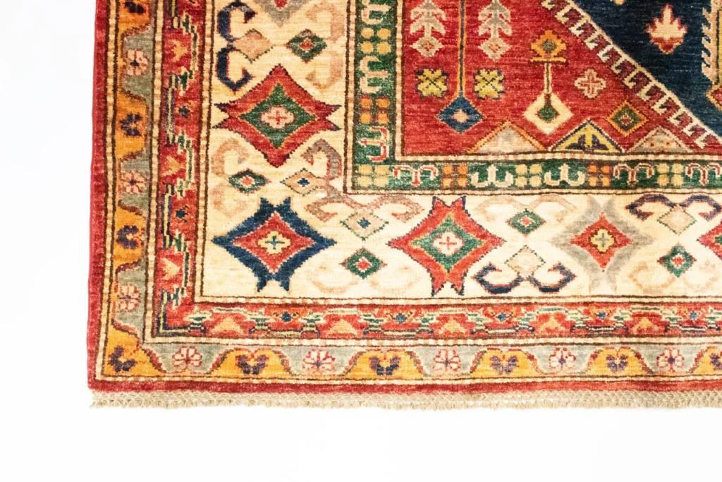 kazak-perserteppich-297-x-207-cm-geometrisches-design-handgeknupft-kurzer-4 Orientteppich Kazak 297 x 207 cm Wolle handgeknüpft