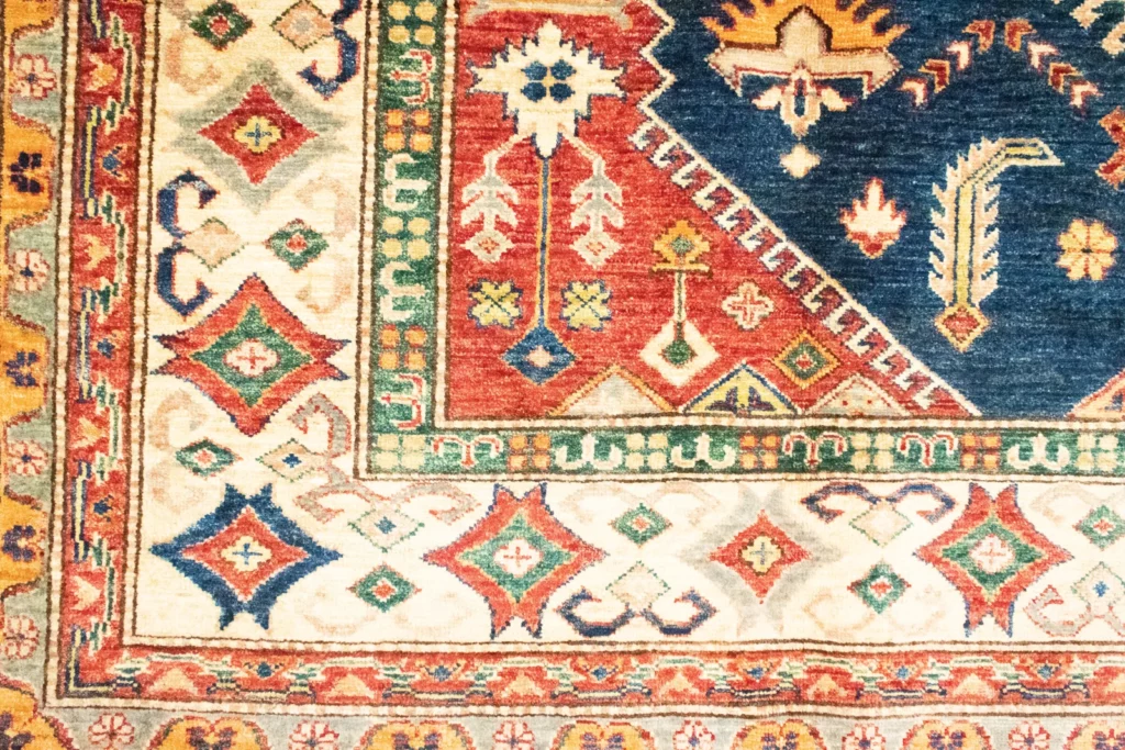 kazak-perserteppich-297-x-207-cm-geometrisches-design-handgeknupft-kurzer-5 Orientteppich Kazak 297 x 207 cm Wolle handgeknüpft