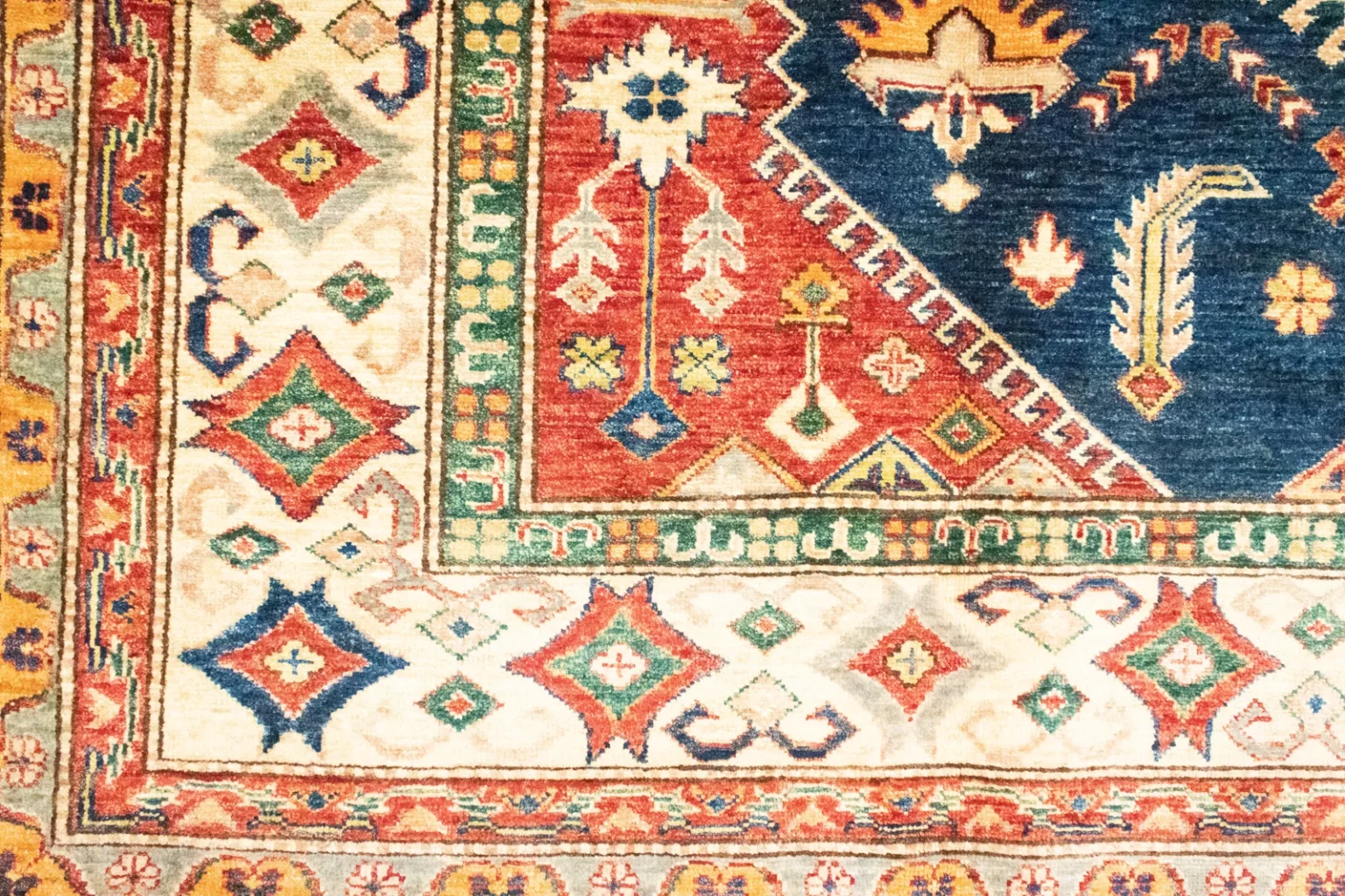 kazak-perserteppich-297-x-207-cm-geometrisches-design-handgeknupft-kurzer-5 Orientteppich Kazak 297 x 207 cm Wolle handgeknüpft