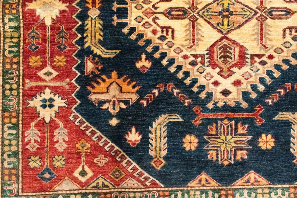 kazak-perserteppich-297-x-207-cm-geometrisches-design-handgeknupft-kurzer-6 Orientteppich Kazak 297 x 207 cm Wolle handgeknüpft