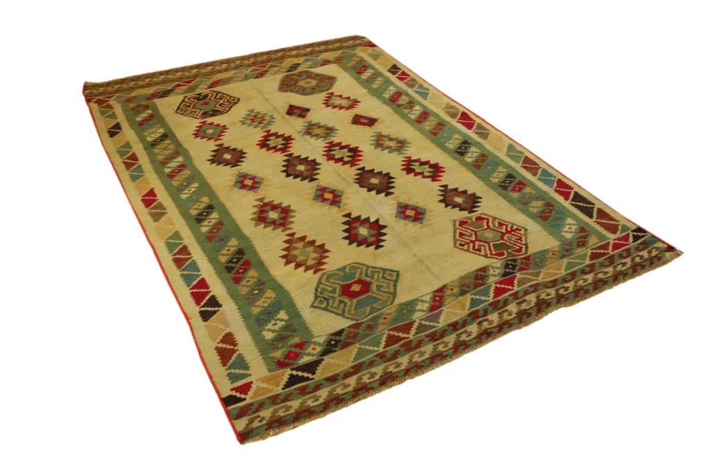 kelim-215-x-146-cm-handgewebter-teppich-aus-fars-mit-beidseitigem-muster-1 Perserteppich Fars 215 x 146 cm handgewebt