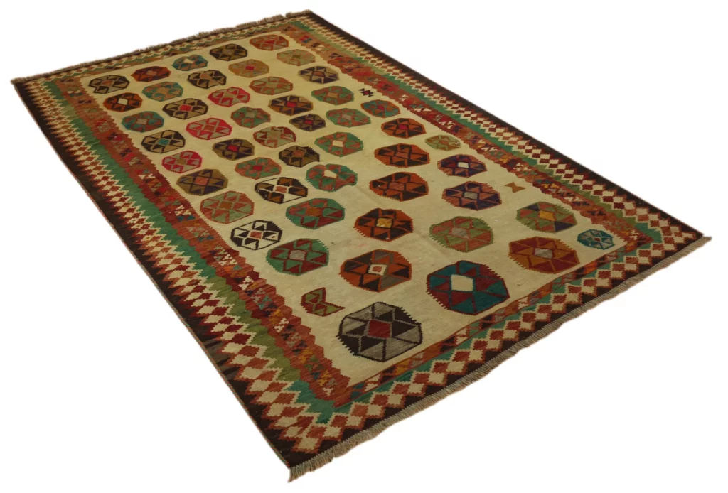 kelim-237-x-150-cm-handgewebter-teppich-mit-beidseitigem-muster-ideal-1 Perserteppich Fars 237 x 150 cm Wolle handgewebt