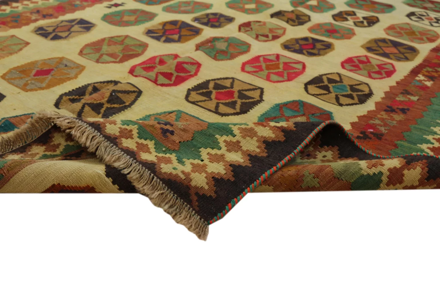 kelim-237-x-150-cm-handgewebter-teppich-mit-beidseitigem-muster-ideal-4 Perserteppich Fars 237 x 150 cm Wolle handgewebt