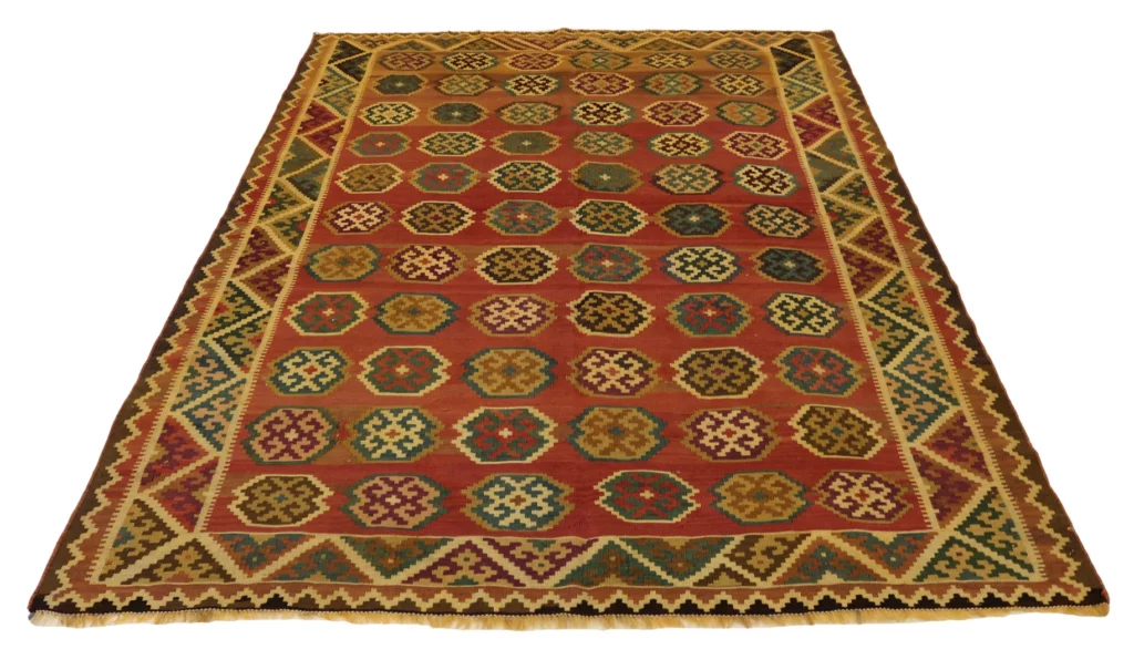 kelim-239-x-163-cm-wunderschon-gewebter-teppich-mit-identischem-muster-auf-1 Perserteppich Fars 239 x 163 cm handgewebt