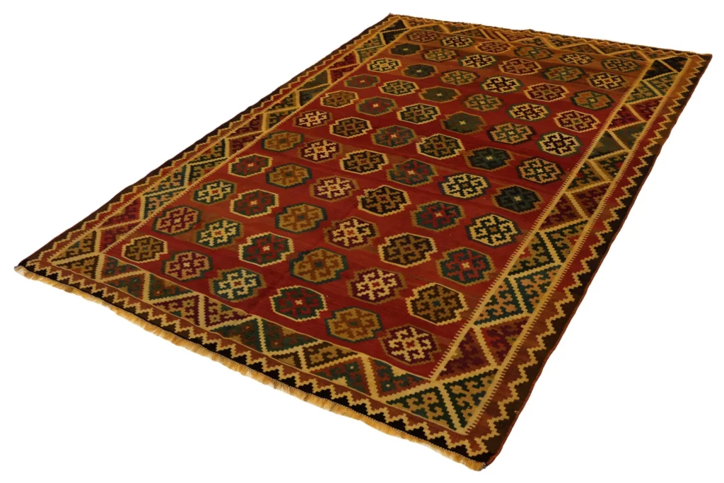 kelim-239-x-163-cm-wunderschon-gewebter-teppich-mit-identischem-muster-auf-2 Perserteppich Fars 239 x 163 cm handgewebt