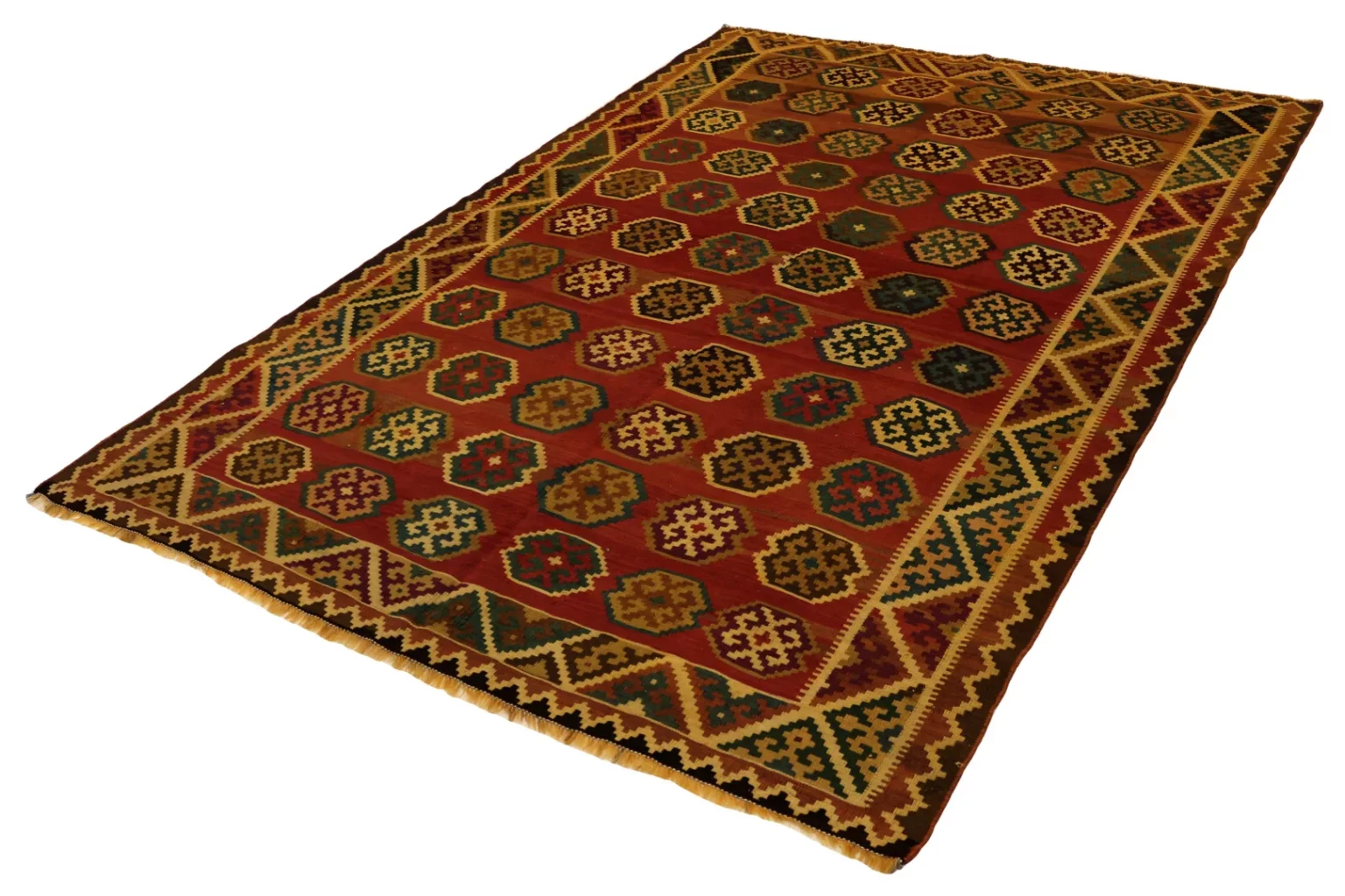 kelim-239-x-163-cm-wunderschon-gewebter-teppich-mit-identischem-muster-auf-2 Perserteppich Fars 239 x 163 cm handgewebt