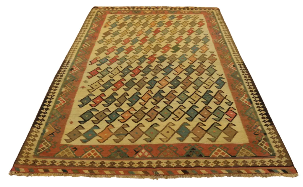 kelim-248-x-158-cm-handgewebt-mit-doppelseitigem-design-traditioneller-1 Perserteppich Fars 248 x 158 cm handgewebt