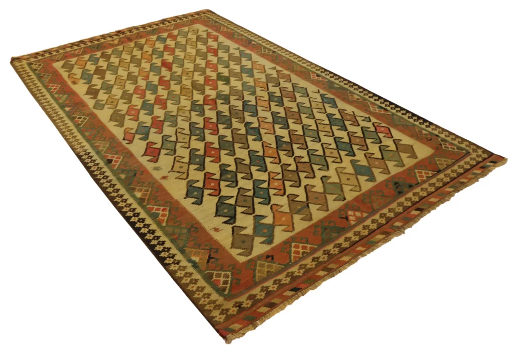 kelim-248-x-158-cm-handgewebt-mit-doppelseitigem-design-traditioneller-2 Perserteppich Fars 248 x 158 cm handgewebt