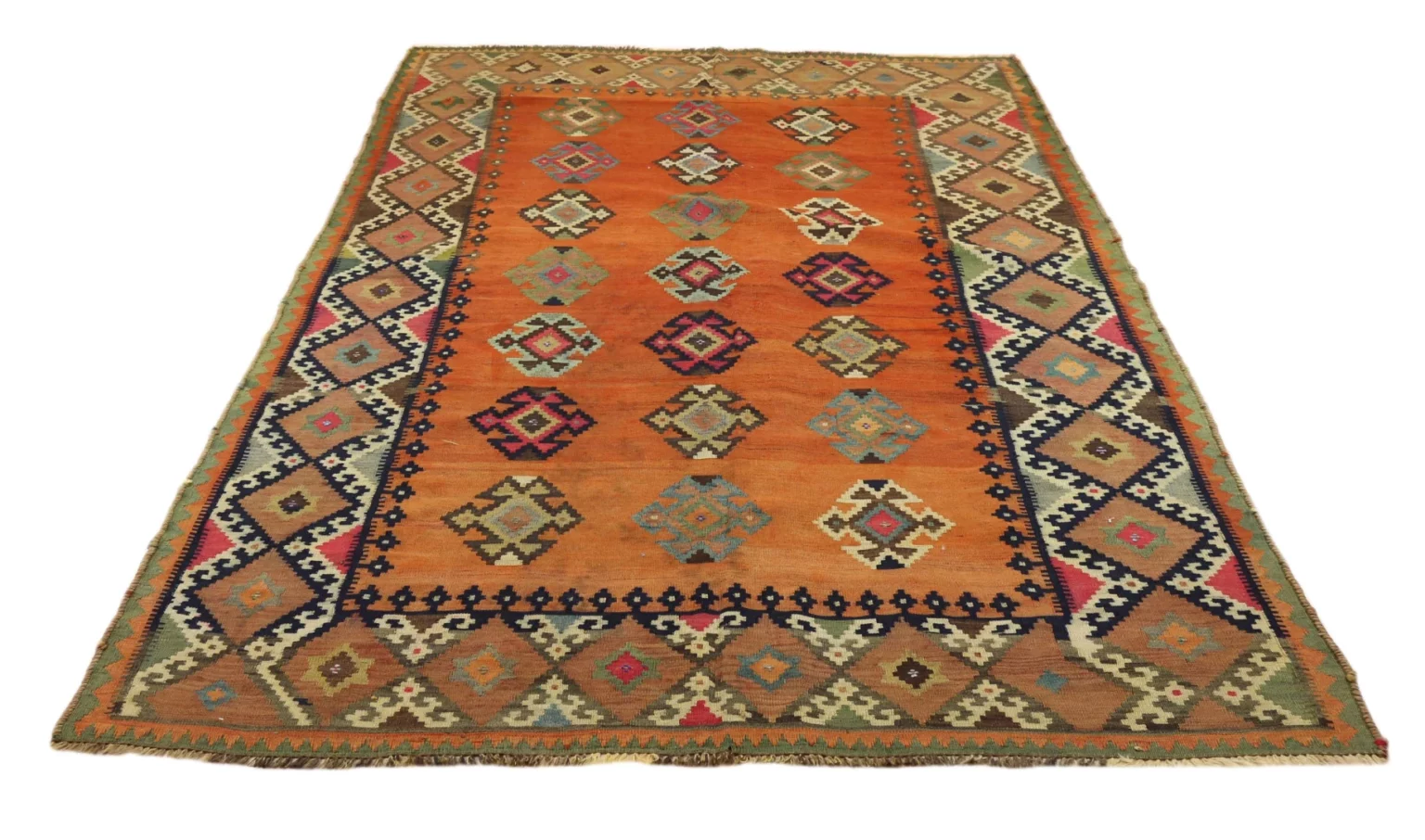 eleganter-kelim-262-x-160-cm-handgewebt-mit-symmetrischen-mustern-1-1 Perserteppich Fars 262 x 160 cm handgewebt