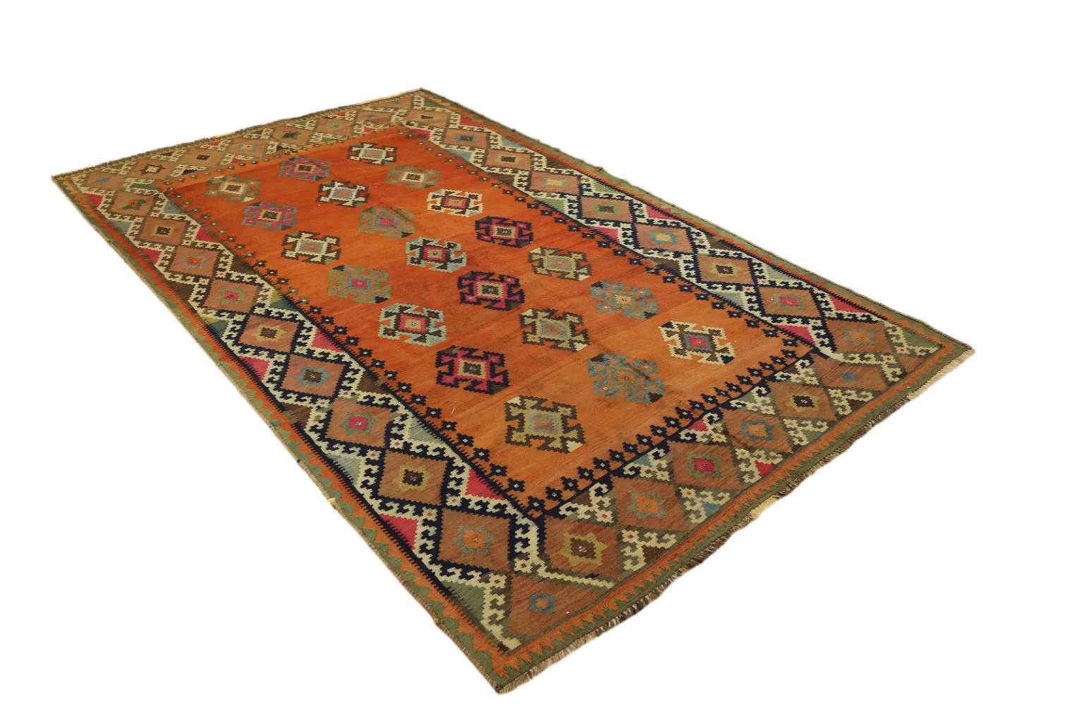 eleganter-kelim-262-x-160-cm-handgewebt-mit-symmetrischen-mustern-1-2 Perserteppich Fars 262 x 160 cm handgewebt