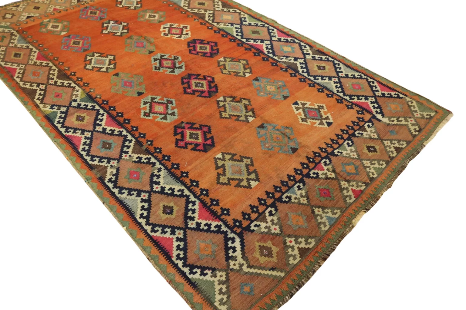 eleganter-kelim-262-x-160-cm-handgewebt-mit-symmetrischen-mustern-1-3 Perserteppich Fars 262 x 160 cm handgewebt