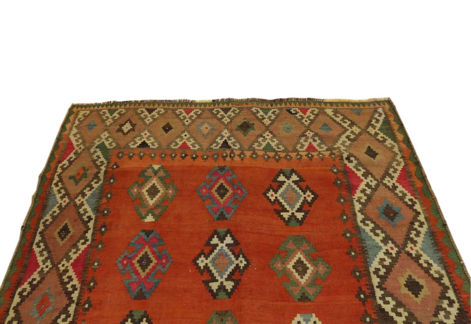 eleganter-kelim-262-x-160-cm-handgewebt-mit-symmetrischen-mustern-1-4 Perserteppich Fars 262 x 160 cm handgewebt
