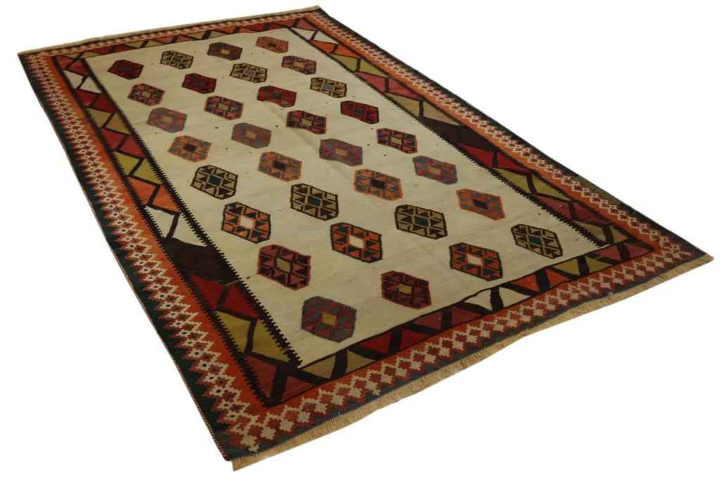 kelim-263-x-172-cm-wunderschoner-gewebter-teppich-mit-identischem-muster-1 Perserteppich Fars 263 x 172 cm handgewebt