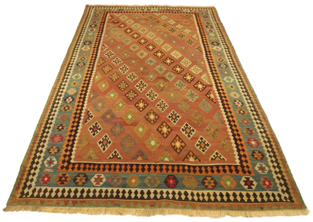 kelim-284-x-152-cm-handgewebter-teppich-mit-beidseitig-identischem-muster-1-1 Perserteppich Fars 284 x 152 cm handgewebt