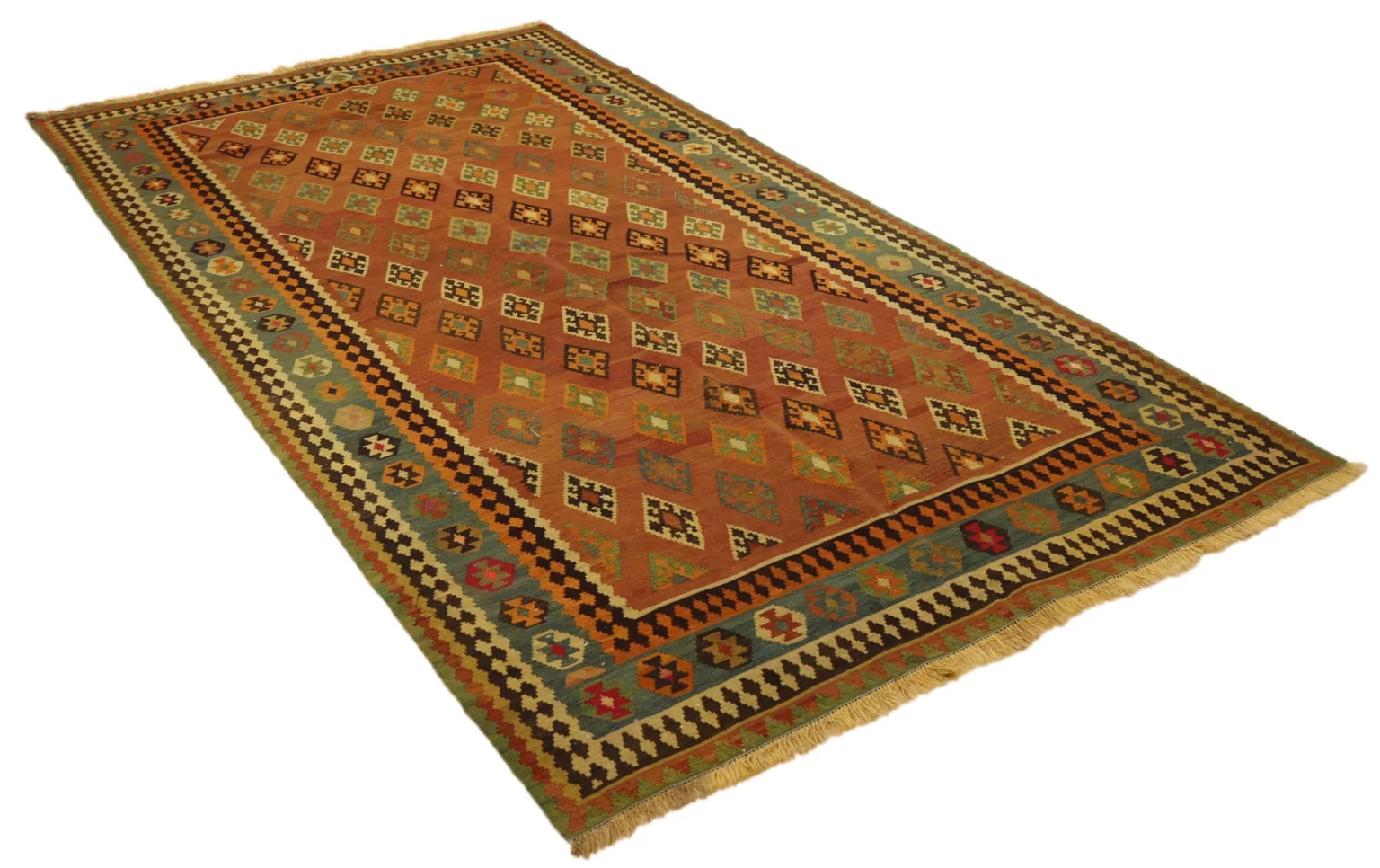 kelim-284-x-152-cm-handgewebter-teppich-mit-beidseitig-identischem-muster-1-2 Perserteppich Fars 284 x 152 cm handgewebt