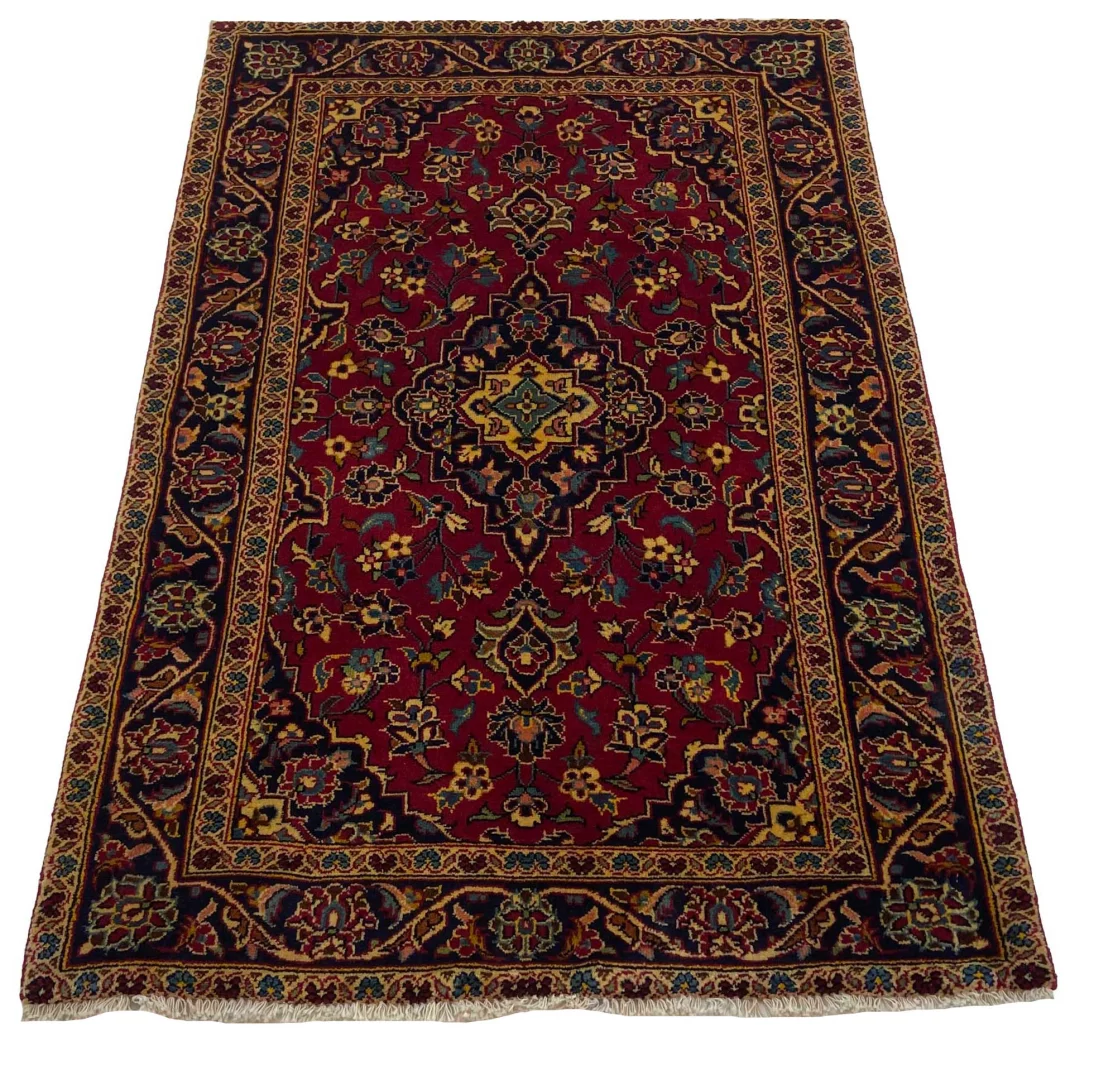 Perserteppich Keshan 151 x 96 cm Schafwolle handgeknüpft
