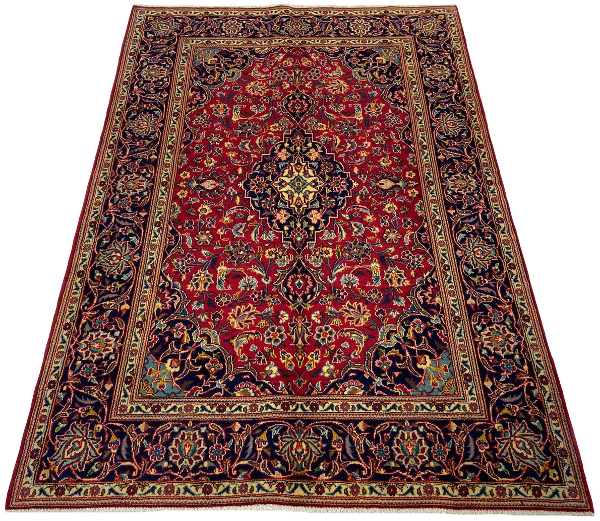 Perserteppich Keshan 200 x 133 cm Schafwolle handgeknüpft