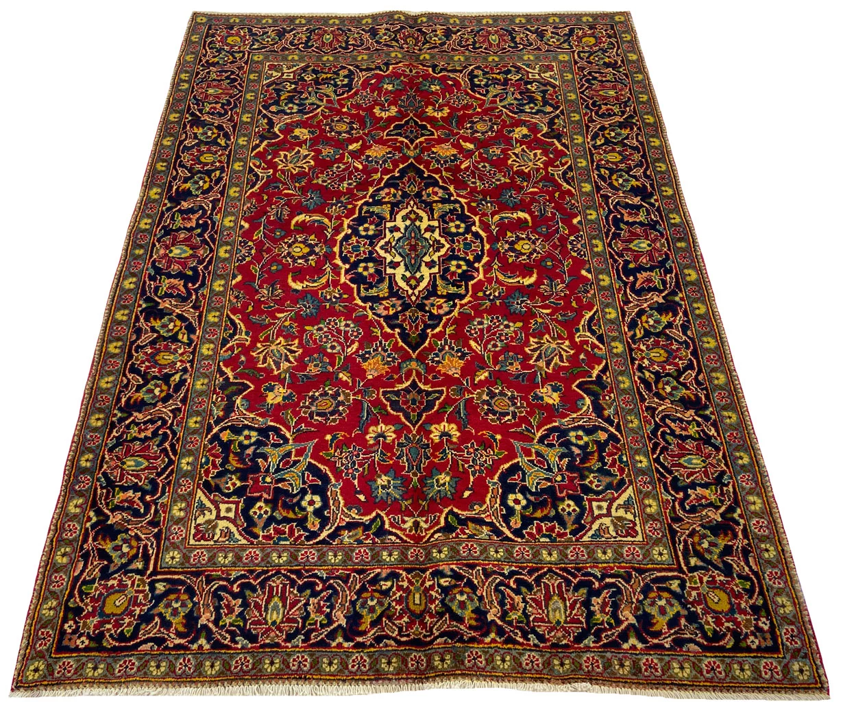 Perserteppich Keshan 204 x 140 cm Schafwolle handgeknüpft