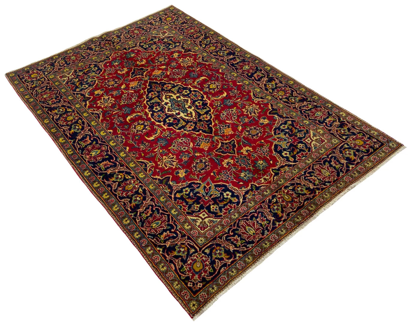 Perserteppich Keshan 204 x 140 cm Schafwolle handgeknüpft