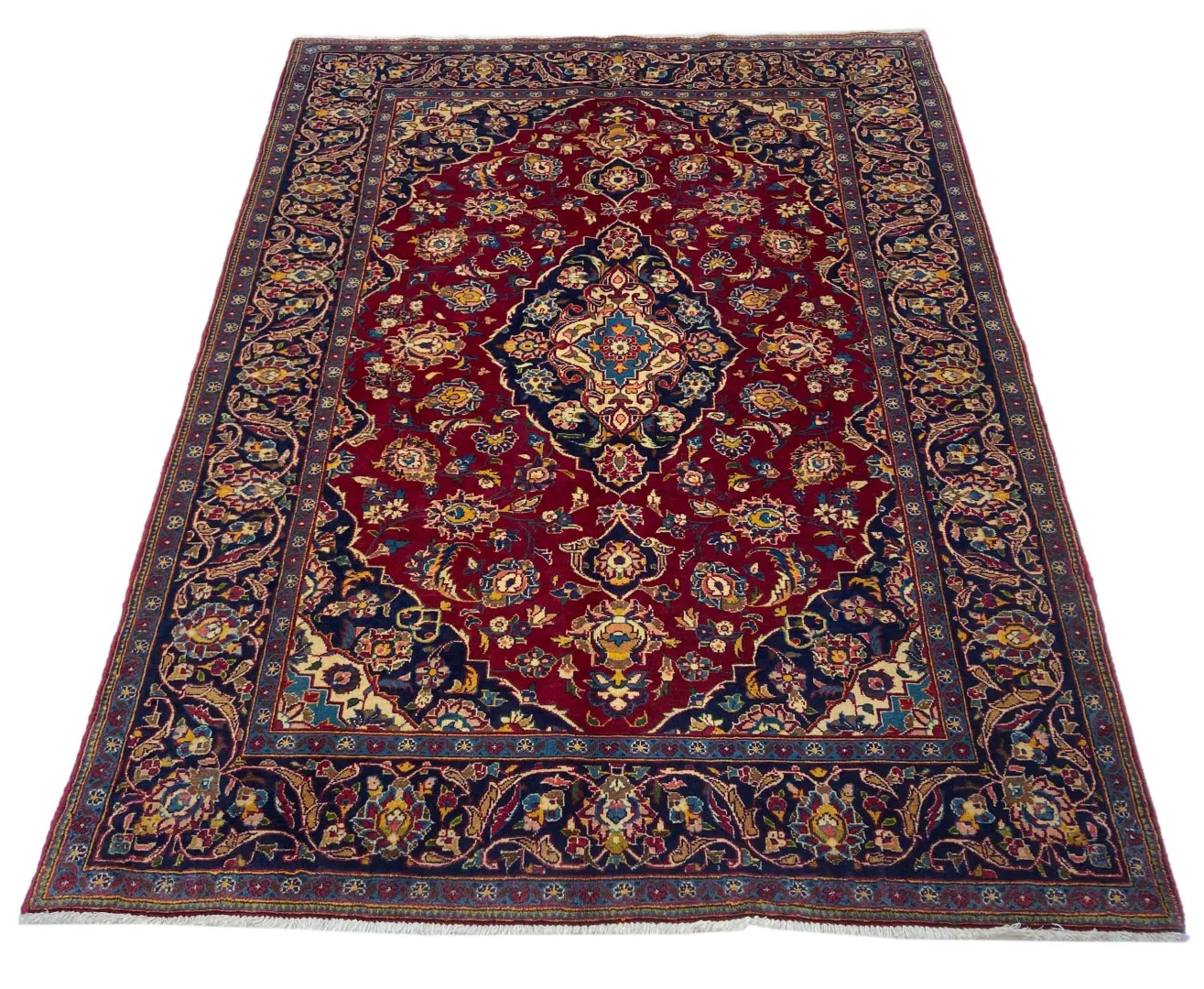 Perserteppich Keshan 200 x 142 cm Schafwolle handgeknüpft