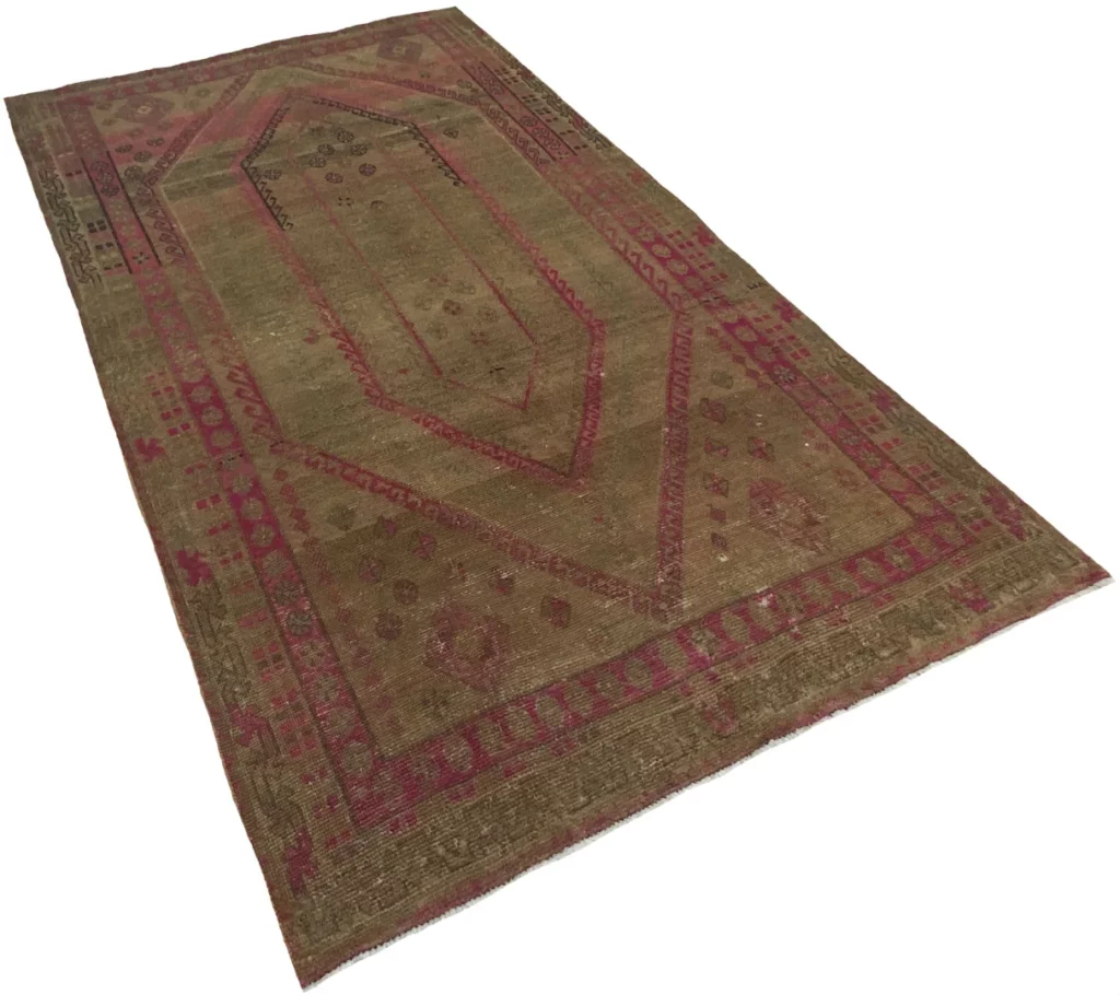 vintage-perserteppich-293-x-159-cm-handgeknupft-aufwendig-aufgearbeitet-1-2 Perserteppich 293 x 159 cm Wolle handgeknüpft
