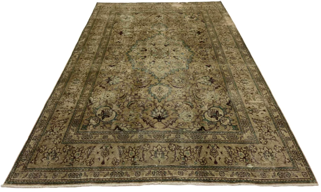vintage-perserteppich-293-x-193-cm-handgeknupft-aufwendig-aufgearbeitet-1-2 Perserteppich Metzger 293 x 193 cm Wolle handgeknüpft