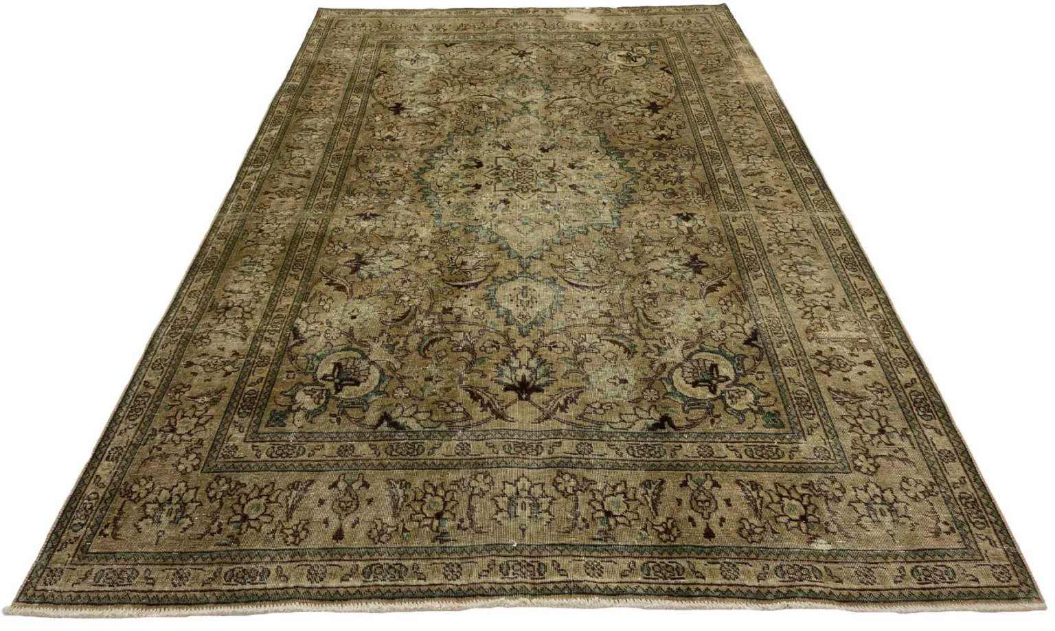 vintage-perserteppich-293-x-193-cm-handgeknupft-aufwendig-aufgearbeitet-1-2 Perserteppich Metzger 293 x 193 cm Wolle handgeknüpft