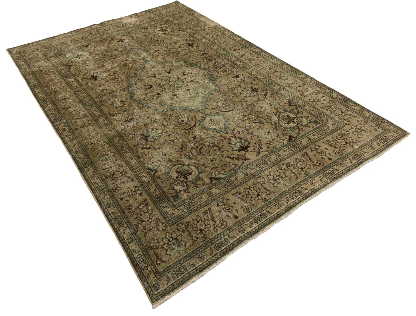 vintage-perserteppich-293-x-193-cm-handgeknupft-aufwendig-aufgearbeitet-1-3 Perserteppich Metzger 293 x 193 cm Wolle handgeknüpft