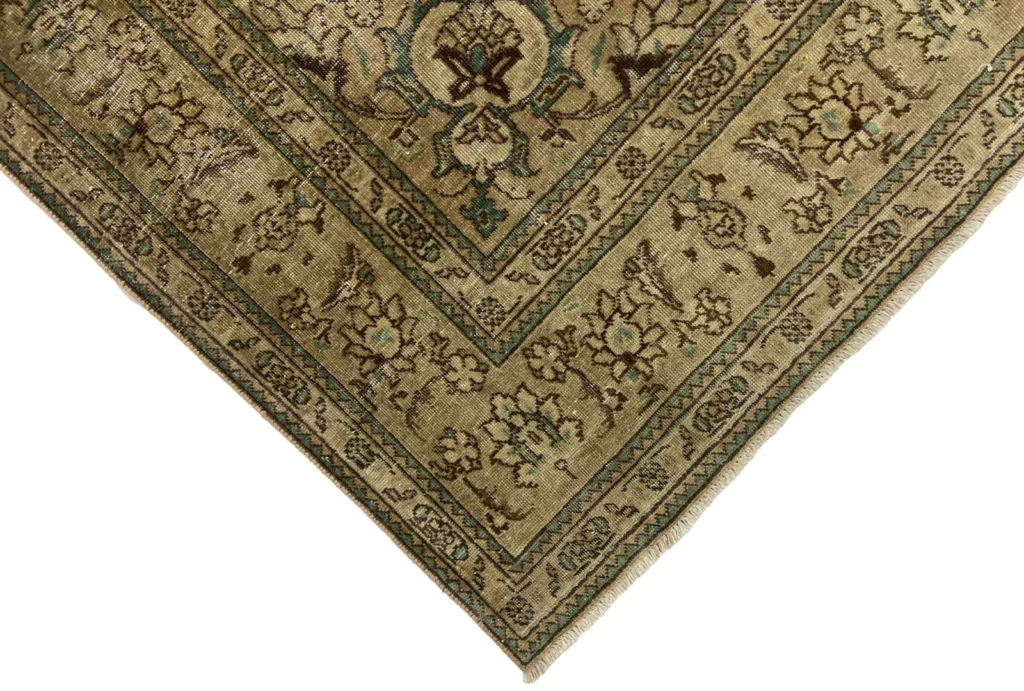 vintage-perserteppich-293-x-193-cm-handgeknupft-aufwendig-aufgearbeitet-1-4 Perserteppich Metzger 293 x 193 cm Wolle handgeknüpft