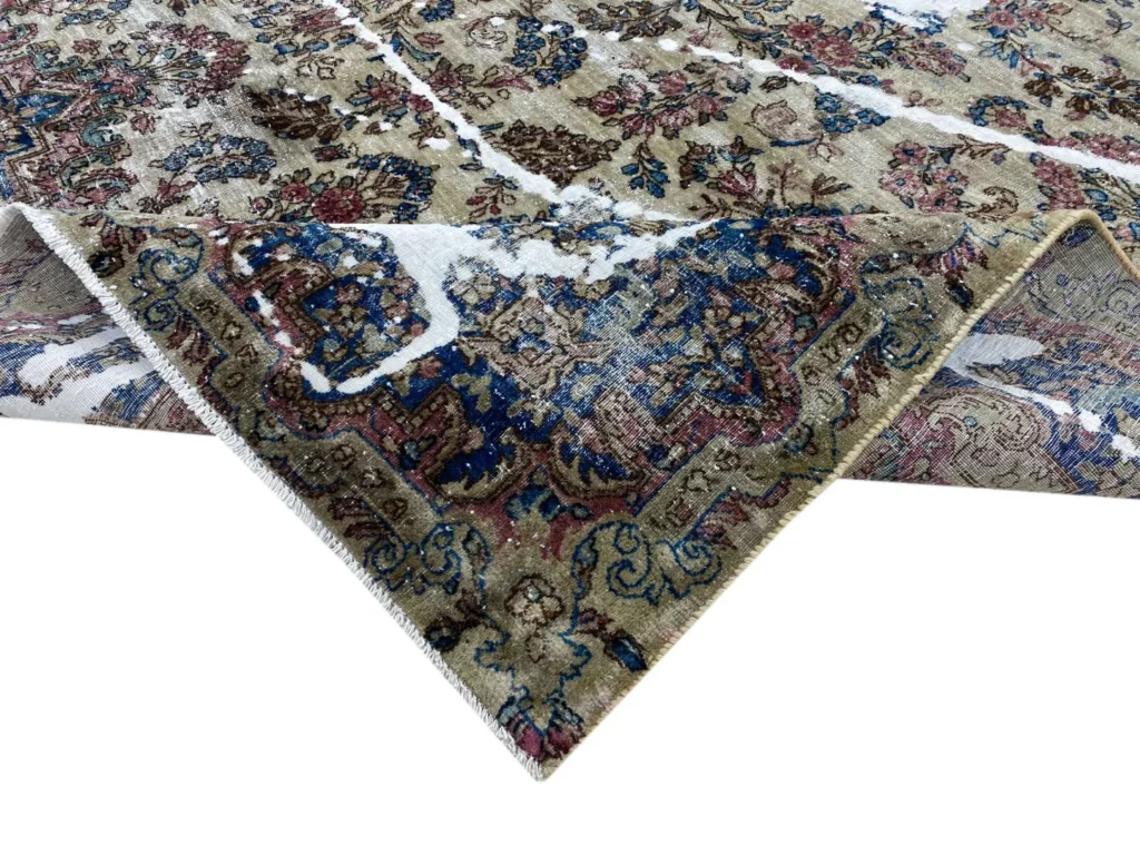 vintage-perserteppich-303-x-238-cm-handgeknupft-aufwendig-aufgearbeitet-1-6 Perserteppich 303 x 238 cm Wolle handgeknüpft