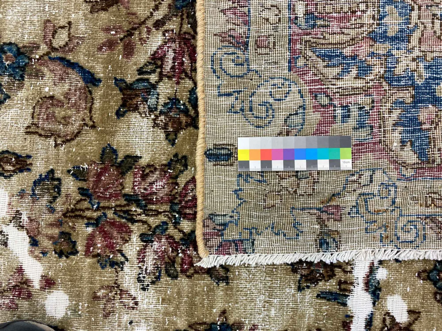 vintage-perserteppich-303-x-238-cm-handgeknupft-aufwendig-aufgearbeitet-1-7 Perserteppich 303 x 238 cm Wolle handgeknüpft