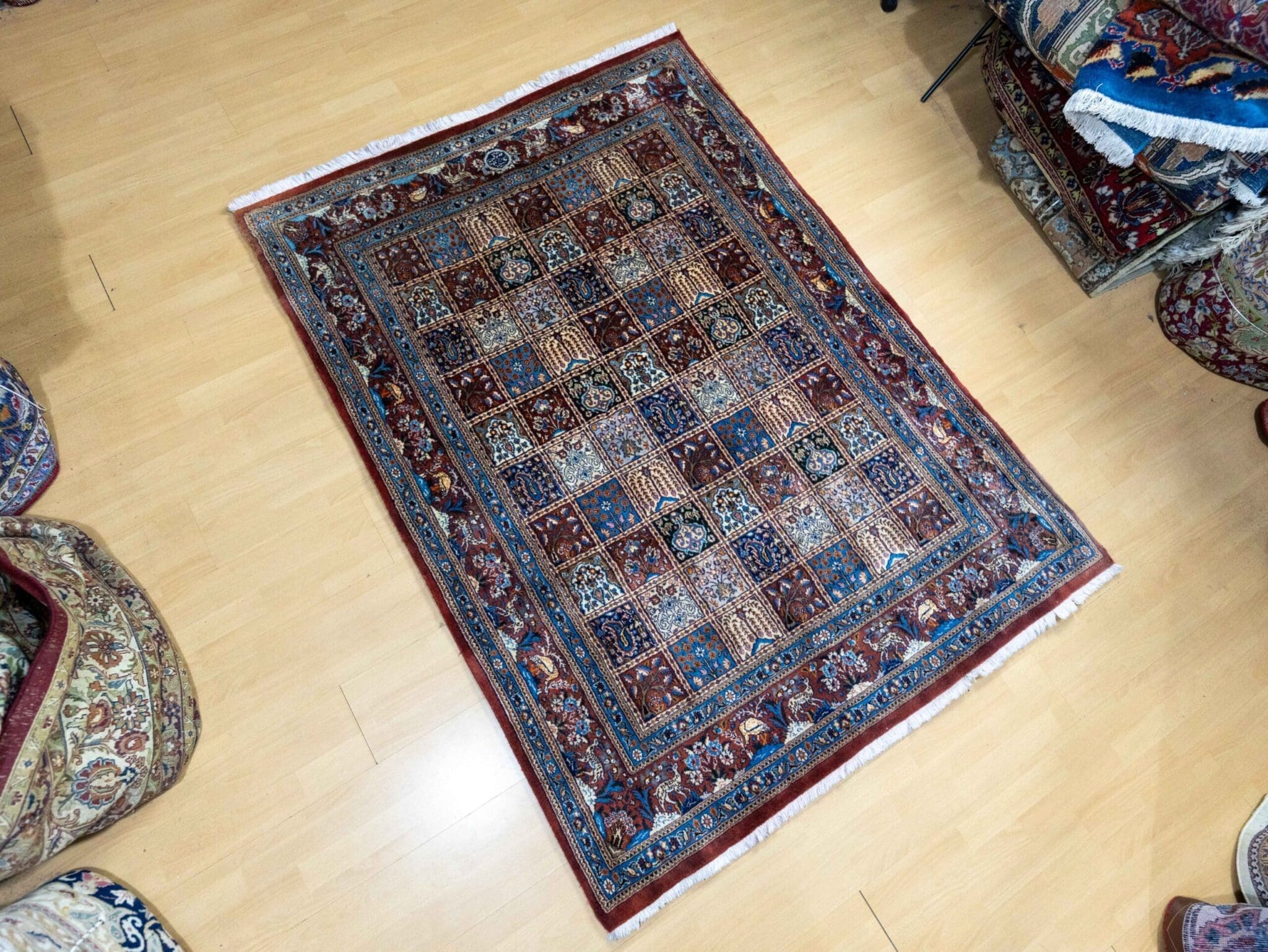 Perserteppich Moud 205 x 152 cm Wolle Seide handgeknüpft